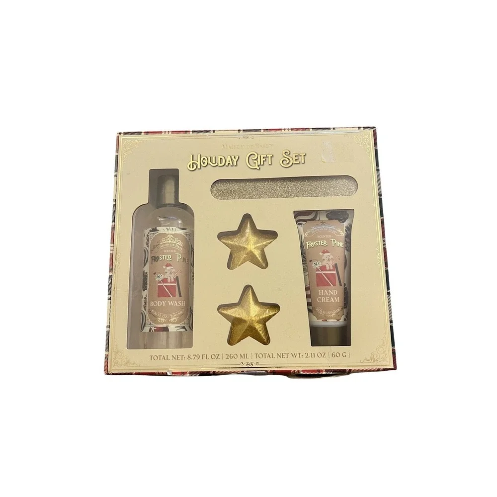 Maison De Base Holiday Gift Set Unisex OS Gold‎ NEW Frosted Pine 5pc Bath Kit